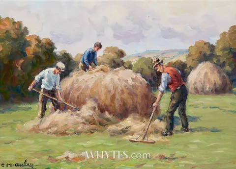 Charles McAuley, THE HAYMAKERS, oil on canvas