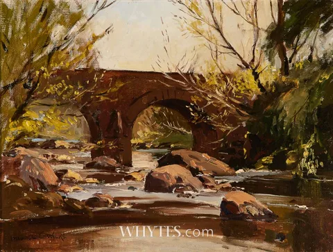 THE BRIDGE by Maurice Canning Wilks, oil on canvas, sold Dec 2025