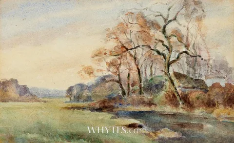 Mabel Young, STUDY OF RIVER AND TREES, watercolour