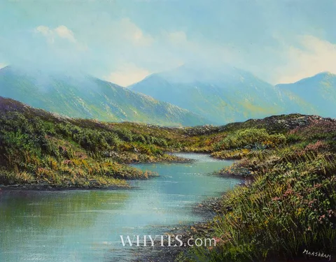 MWEELREA RANGE, COUNTY MAYO by Gerry Marjoram, oil on canvas, sold Dec 2025