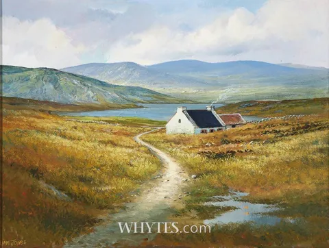 Liam Jones, COTTAGE BY A LAKE, WEST OF IRELAND, oil on canvas
