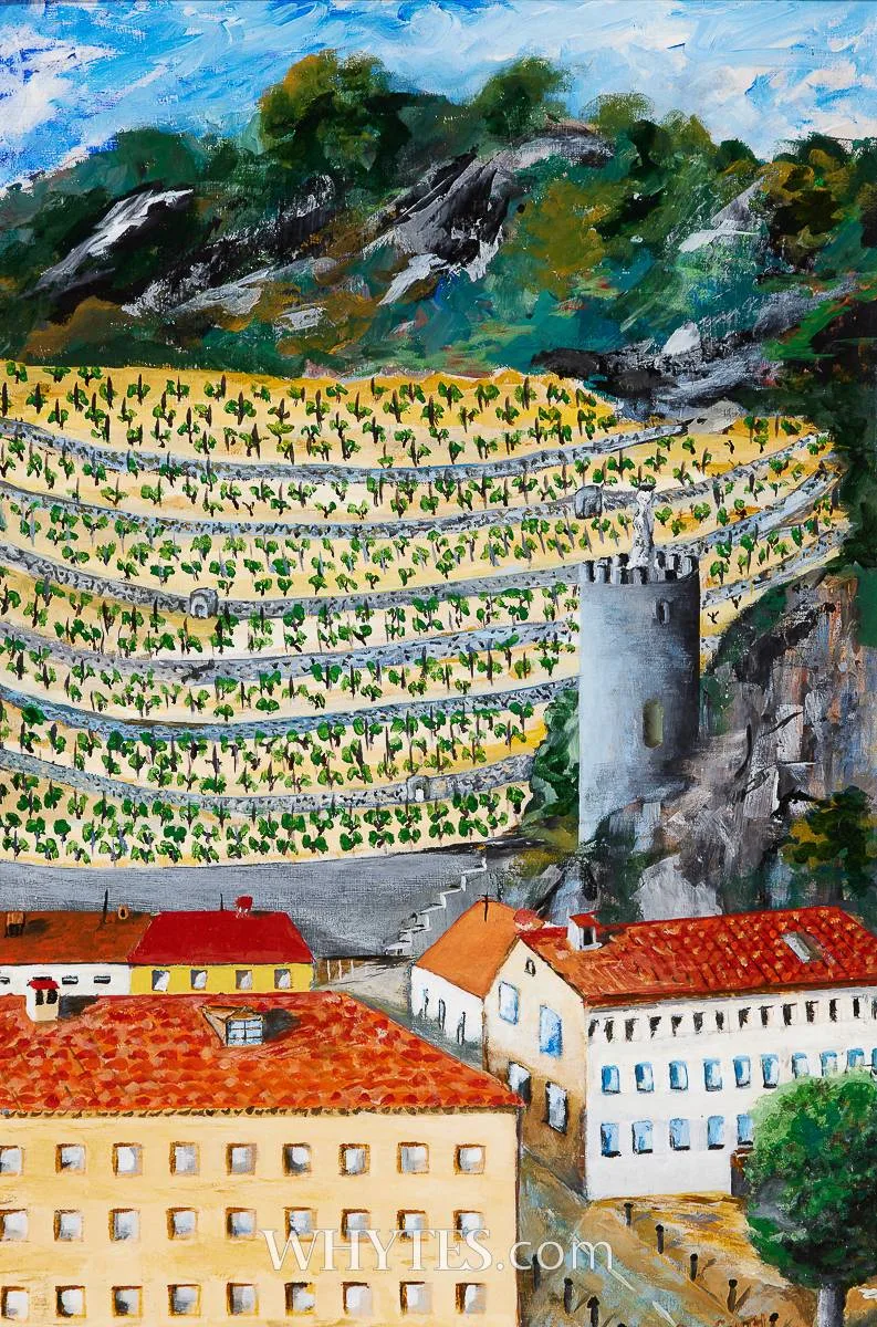 Pat Smith, VIGNES DE L'HOSPICE, TOURNON-SUR-RHONE, 2018, acrylic on board
