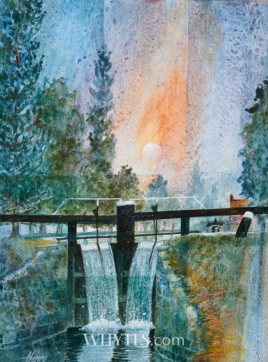 Henry Blackmore, THE LOCK AT MOUNT STREET BRIDGE, DUBLIN, mixed media