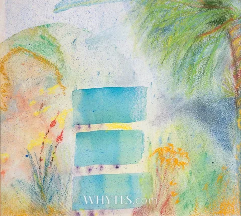 Piet Sluis, TROPICAL ISLAND, pastel and watercolour