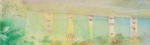 Piet Sluis, CROSSING BRIDGE, pastel and watercolour
