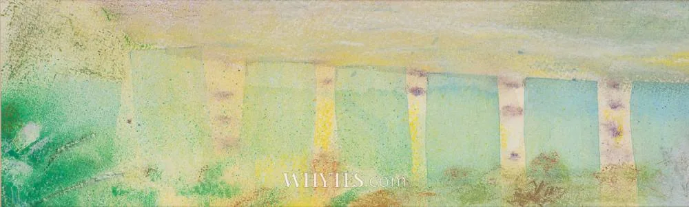 CROSSING BRIDGE by Piet Sluis, pastel and watercolour, sold Dec 2025