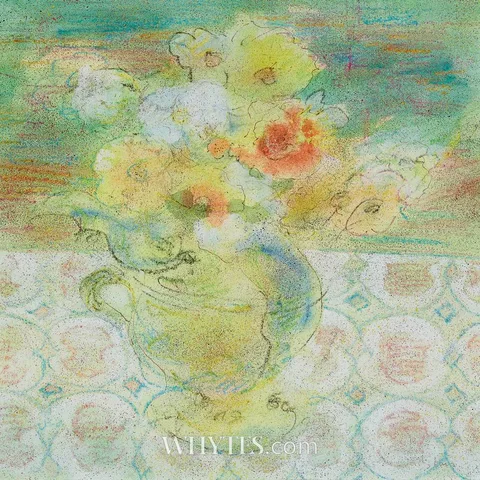 Piet Sluis, FLOWERS IN A VASE, mixed media