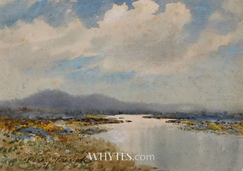 BOG LAKE by William Percy French, watercolour and chalk, sold Dec 2025