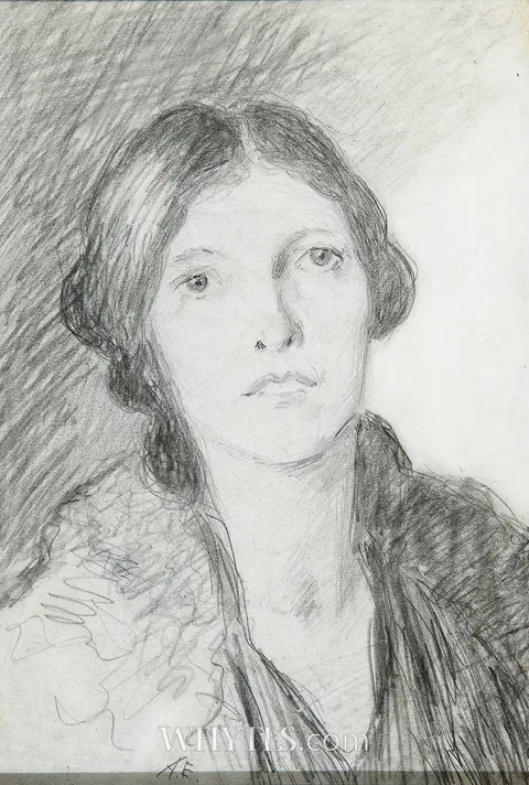 George Russell, PORTRAIT OF LIA CLARKE, pencil