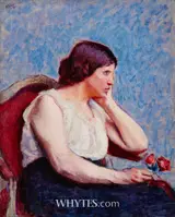 Roderic O'Conor, A WOMAN SEATED, HOLDING TWO ROSES