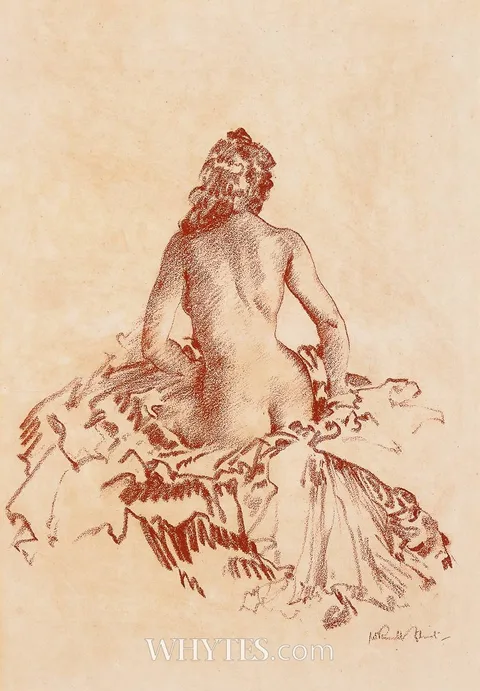 William Russell Flint, FEMALE NUDE, conté