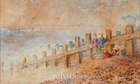 Rose Maynard Barton, CHILDREN BY THE SHORE, watercolour
