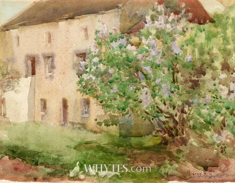 FARMHOUSE AND DUCKS by Mildred Anne Butler, watercolour, sold Dec 2025