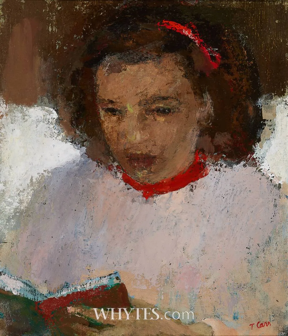GIRL READING by Tom Carr, 1945, oil on canvas, sold Dec 2025