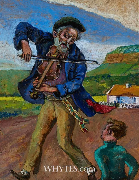 Harry Kernoff, THE FIDDLER OF DOONEY, SLIGO, oil on card