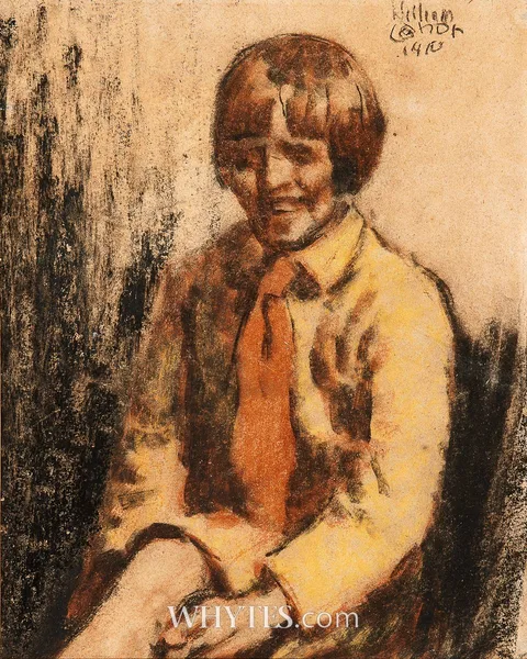 William Conor, GIRL WITH RED TIE, 1910, crayon