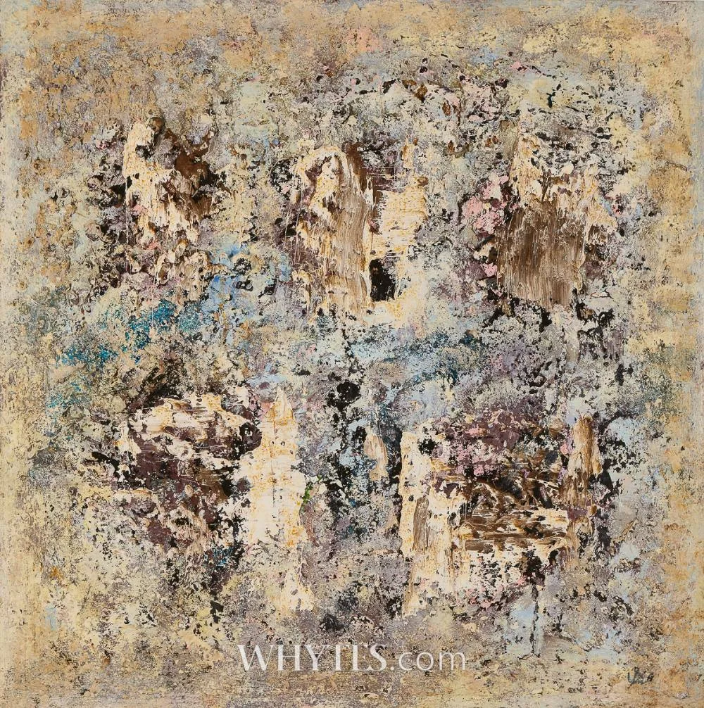 GRID WITH BLUE by John Kingerlee, 2000-2020, oil on board, sold Dec 2025