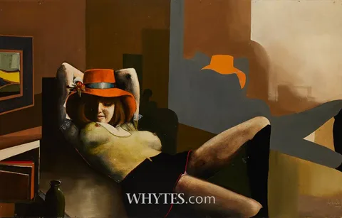 John Shinnors, RECLINING FEMALE FIGURE, c. 1985, oil on panel