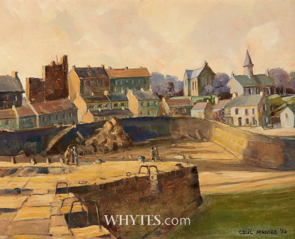 HARBOUR SCENE by Cecil Maguire, 1956, oil on board, sold Dec 2025