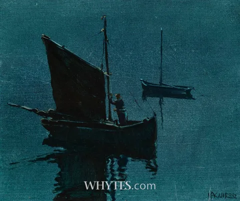 MICHAEL JOHN BY MOONLIGHT by Cecil Maguire, 1982, oil on board, sold Dec 2025