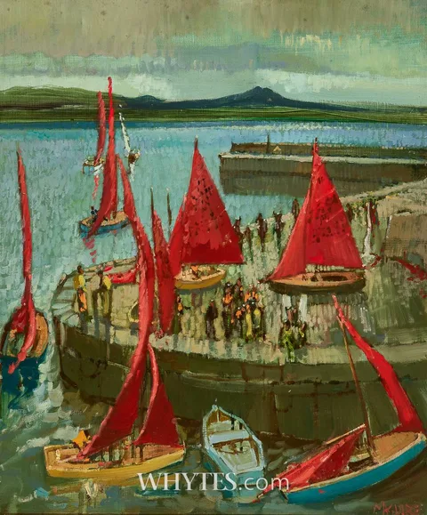 REGATTA AT ROUNDSTONE, CONNEMARA by Cecil Maguire, oil on board, sold Dec 2025