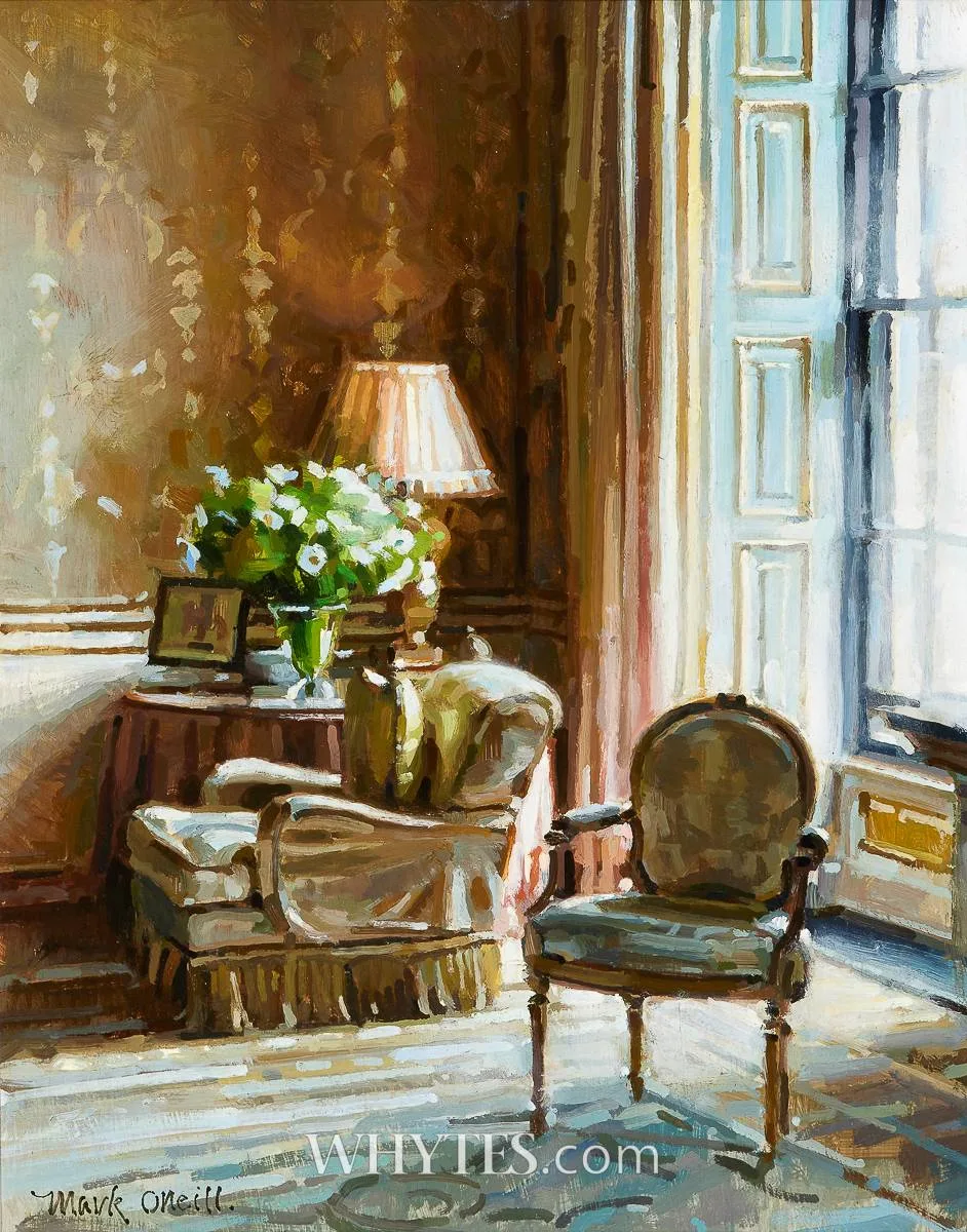 DRAWING ROOM GOLD by Mark O'Neill, oil on board, sold Dec 2025