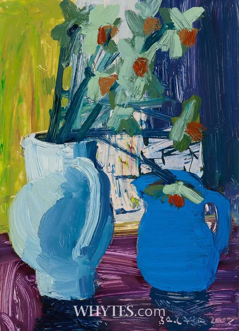 Brian Ballard, DAFFODILS IN WHITE JUG, 2002, oil on board