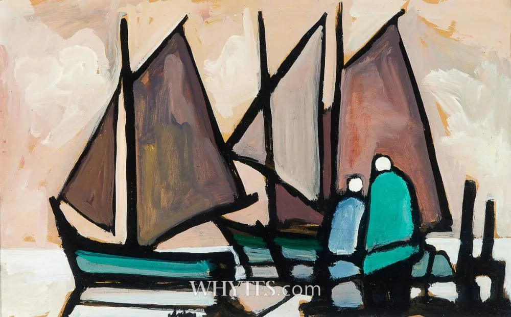 BOATS by Markey Robinson, oil on board, sold Dec 2025