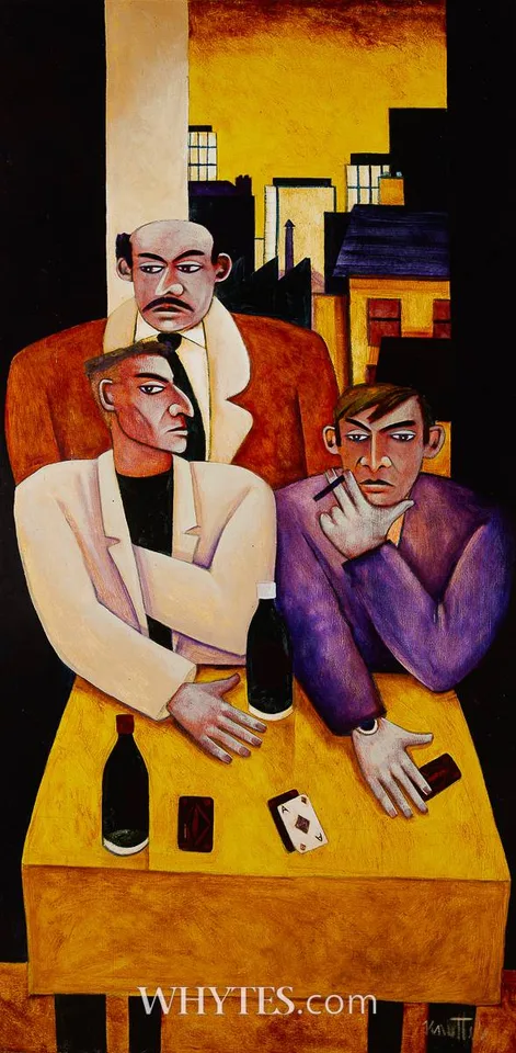 Graham Knuttel, ACE PLAYERS, oil on canvas; (unframed)