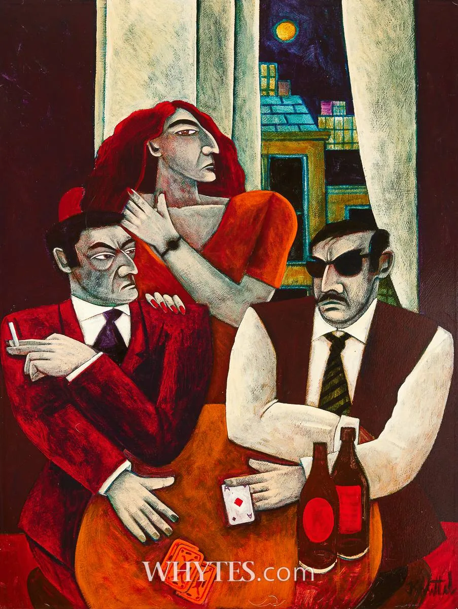 THE CARD GAME by Graham Knuttel, oil on canvas; (unframed), sold Dec 2025