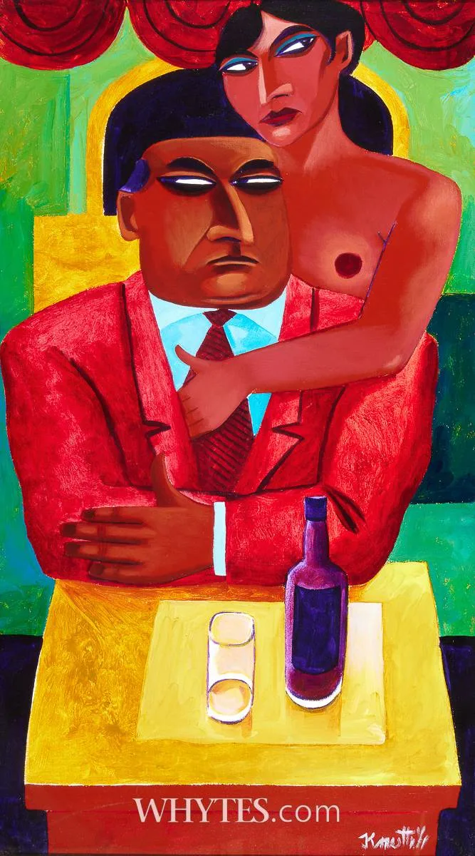 MAN AND WOMAN by Graham Knuttel, oil on canvas, sold Dec 2025