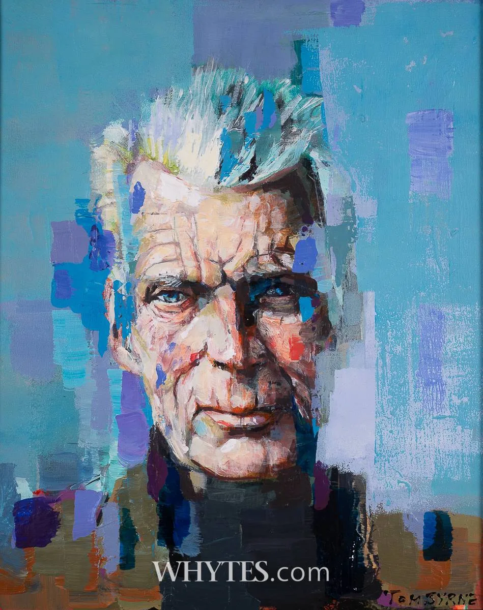 SAMUEL BECKETT by Tom Byrne, oil and acrylic on canvas, sold Oct 2025