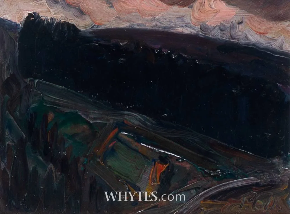 FOREST CUTS, KNOCKREE, COUNTY WICKLOW by Peter Collis, oil on board, offered Oct 2025