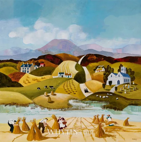 Desmond Kinney, HARVEST SCENE, oil on canvas