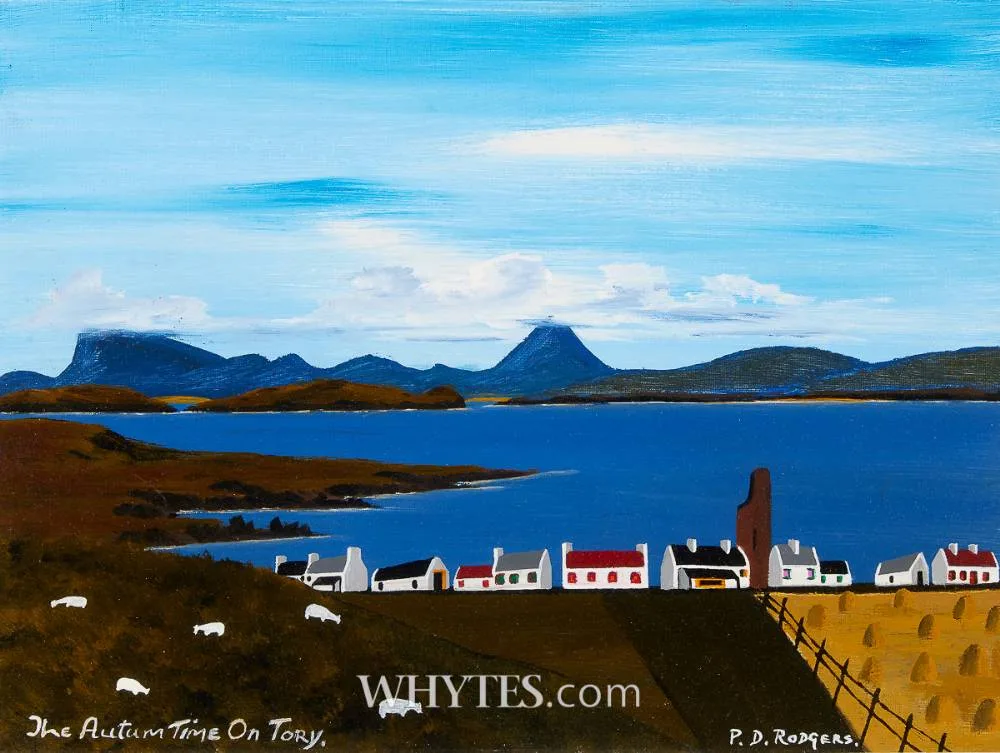 THE AUTUMN TIME ON TORY by Patsy Dan Rodgers, 2006, oil on board, sold Oct 2025
