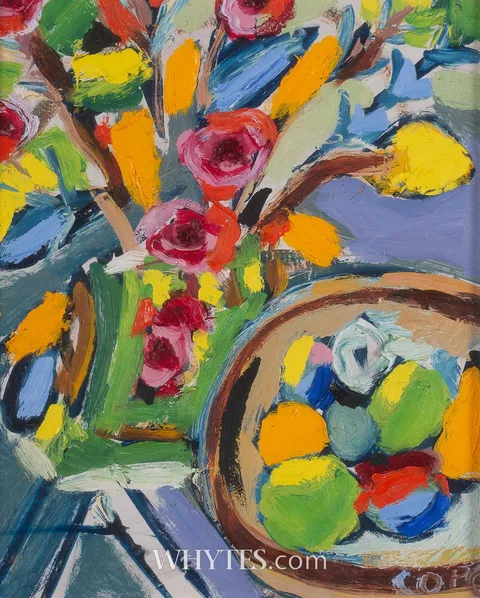 BOWL OF FRUIT by Elizabeth Cope, oil on board, sold Oct 2025