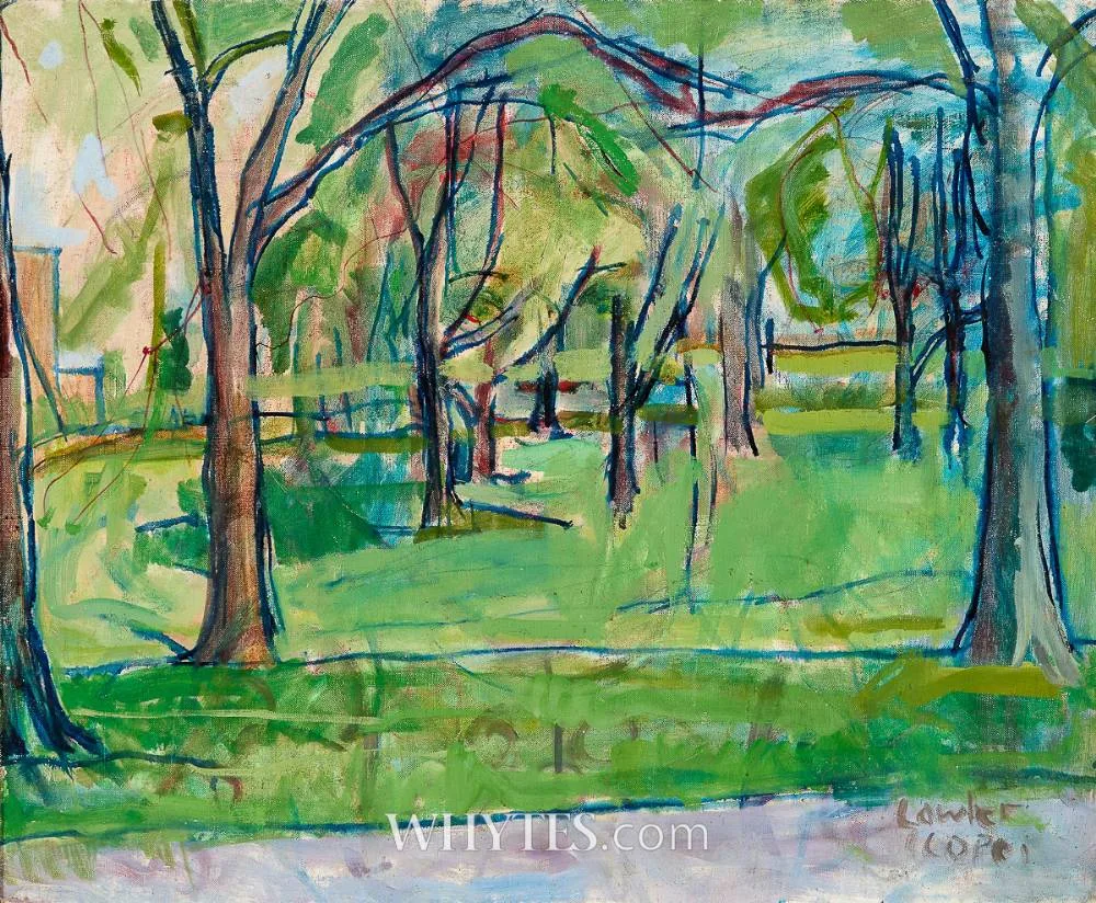 PARK SCENE by Elizabeth Cope, oil on canvas, sold Oct 2025