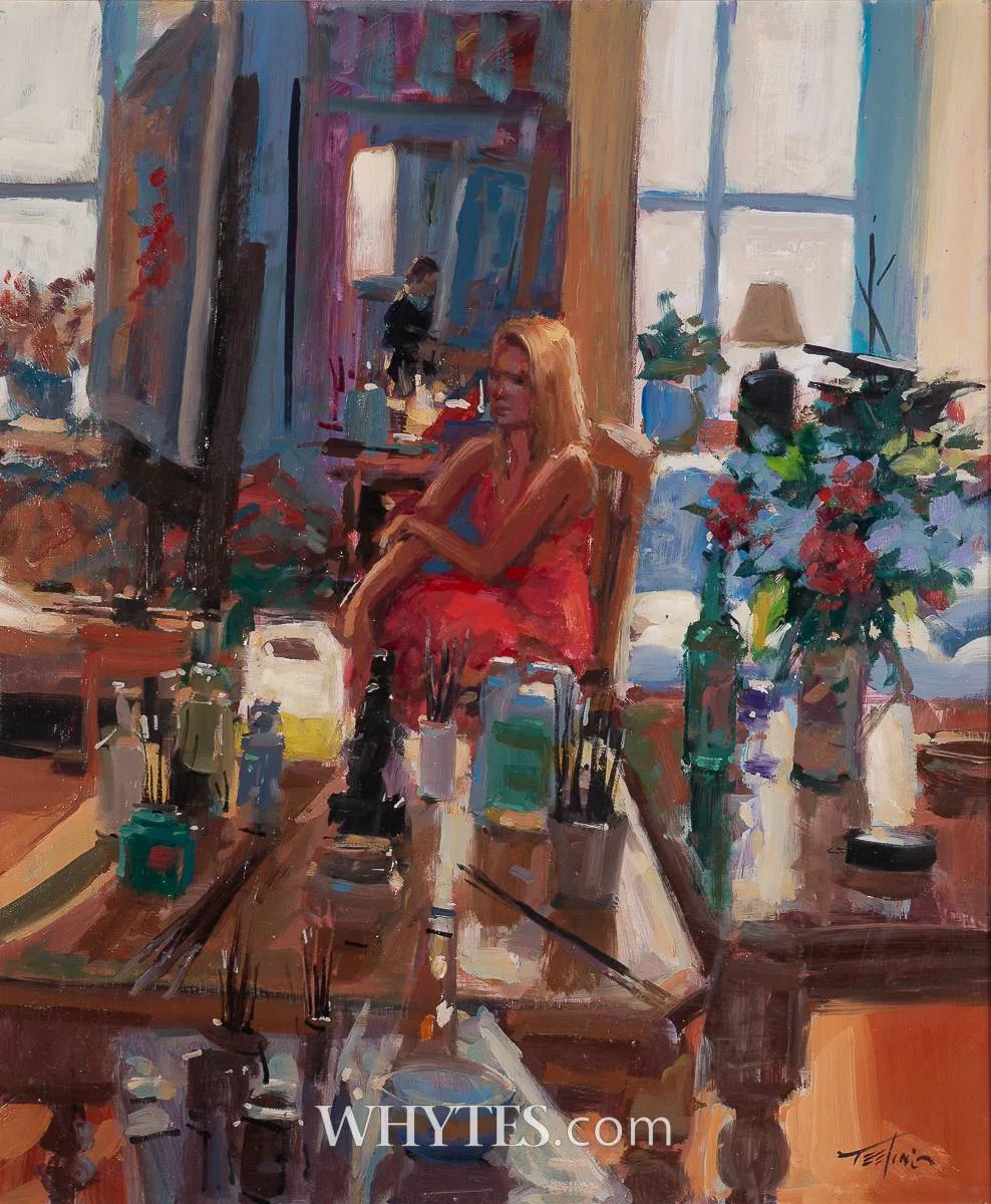 ARTIST'S STUDIO by Norman Teeling, oil on board, sold Oct 2025