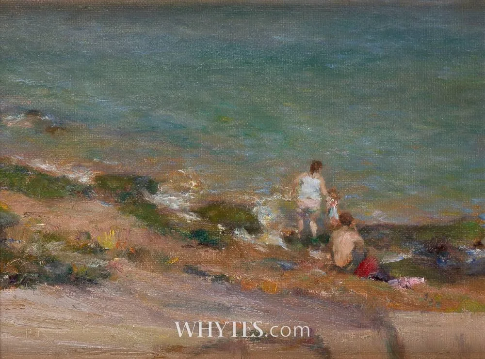 THREE BATHERS by Paul Kelly, 2005, oil on canvas board, offered Oct 2025
