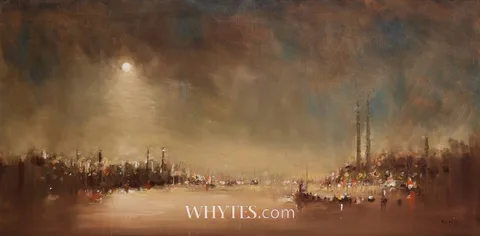 Anthony Robert Klitz, NOCTURNAL CITY BAY, oil on canvas