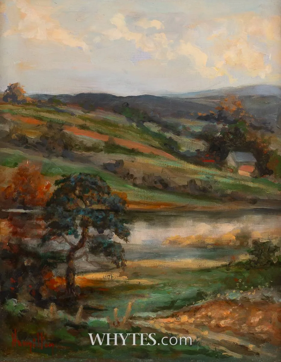 RIVER SCENE by Ken Hamilton, oil on board, offered Oct 2025