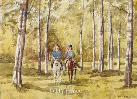 AMONG THE BIRCHES, PHOENIX PARK, DUBLIN by Tom Nisbet, watercolour, sold Oct 2025