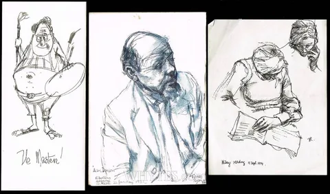 Thomas Ryan, SKETCHES, ALAN DENSON, MARY READING and THE MASTER (SET OF THREE), ink; (3); (unframed)