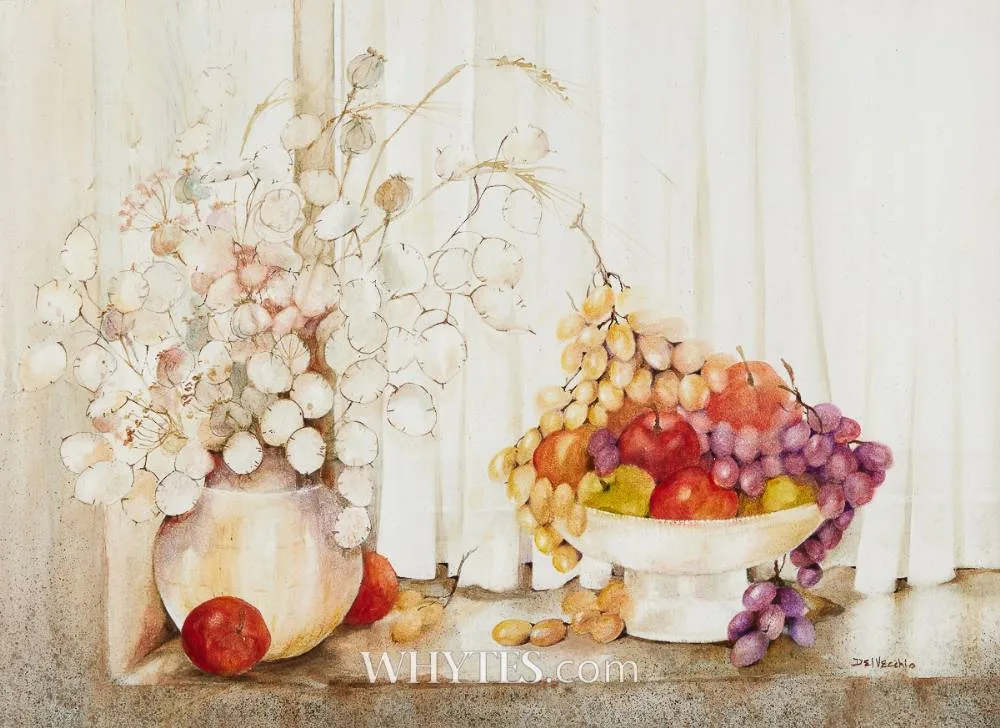 THE FRUIT BOWL by Phyllis del Vecchio, watercolour, sold Oct 2025