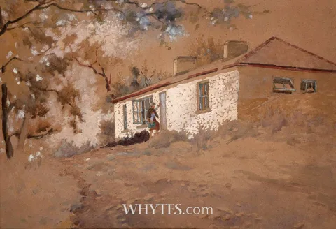 BOATHAVEN COTTAGE by Lilian Lucy Davidson, watercolour heightened with white, sold Oct 2025