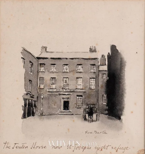 Rose Maynard Barton, THE TENTER HOUSE [NOW ST. JOSEPH'S NIGHT REFUGE], ink and wash