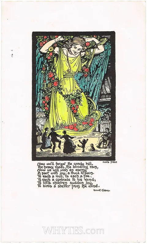 Beatrice Elvery, NOW WE'LL FORGET THE WINDY HILL, hand-coloured Cuala Press print; (unframed)