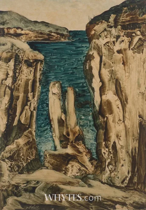 Daniel O'Neill, CLIFF'S EDGE, oil on tracing paper