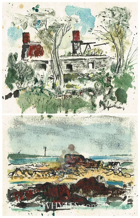 Daniel O'Neill, LANDSCAPE STUDIES (SET OF THREE ), ink and watercolour; (2); ink; (1); (all unframed)