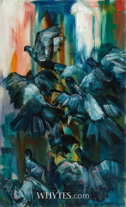 Robert Taylor Carson, PIGEONS IN FLIGHT, 1967, oil on canvas